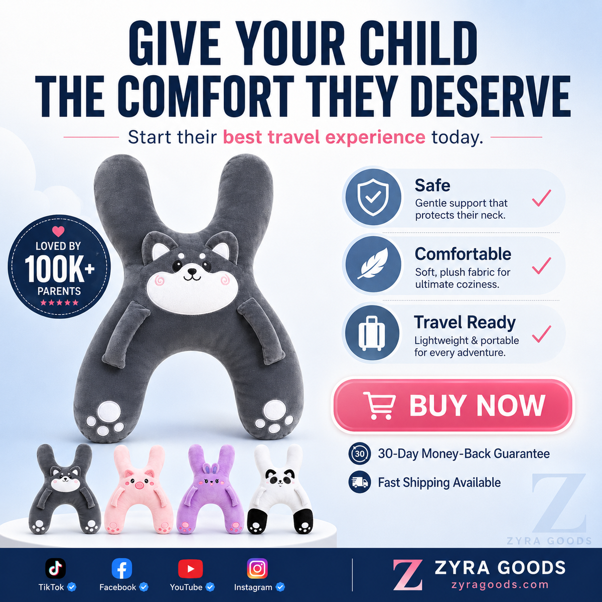 ⏳Limited-time 50% off⏰Children's H-Shaped Car Travel Pillow🚗🧸
