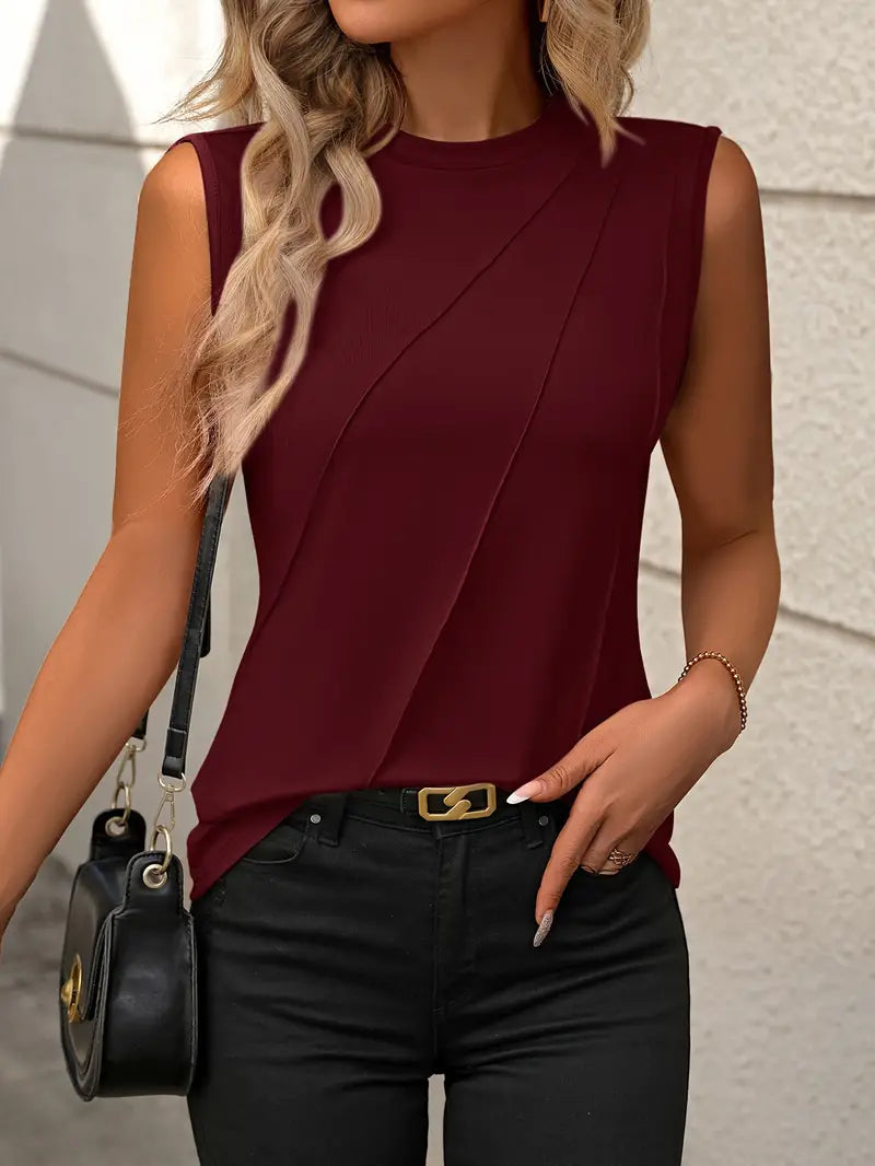 Sfrcord® Ärmelloses Tanktop mit Rundhalsausschnitt