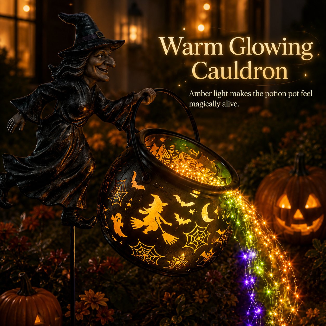 ⚡⚡⚡LAST 44 PCS LEFT!!! 🔥Last Day 50% OFF🎃Halloween Witch Cauldron Garden Light