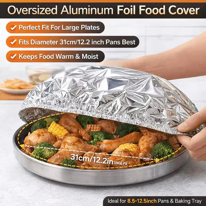 🔥Buy 1 Get 1 FREE  Reusable Elastic Aluminum Foil Food Covers (80 Pack) | Universal Fit, Heat-Resistant & Washable 🥗✨