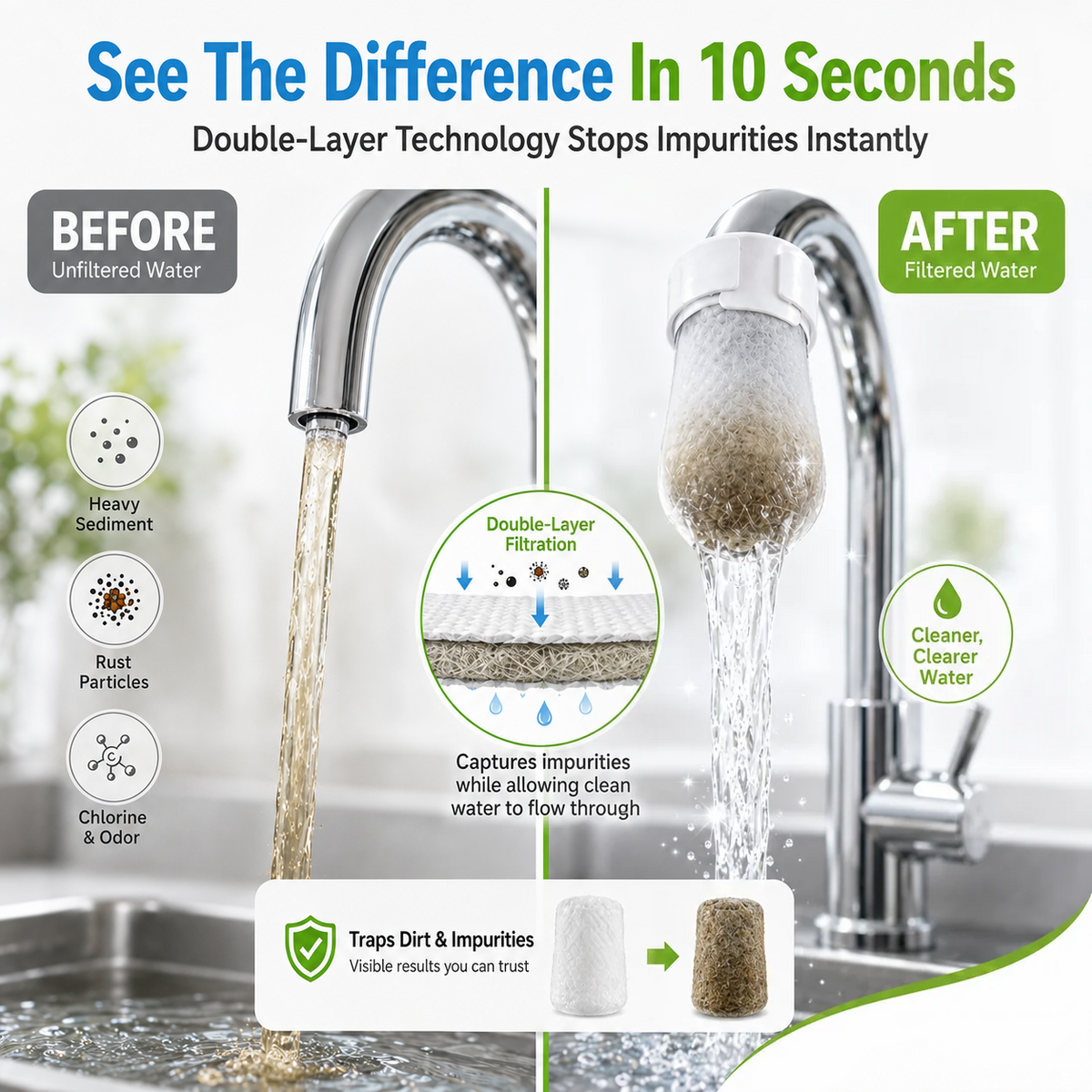 ⚡⚡⚡LAST 44 PCS LEFT!!! 🔥Last Day Buy 1 get 1🔥Cotton Filter Cartridge for Kitchen Faucets🚿