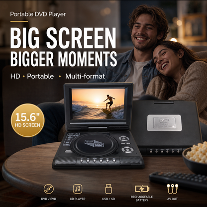 ✨ 7.8" HD Portable DVD Player | Rechargeable Multi-Region Media Player with Built-in Speakers for Road Trips, Kids & Travel (Supports USB/SD)