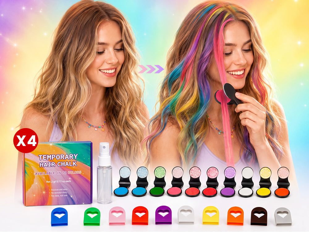 ⚡⚡⚡LAST 44 PCS LEFT!!! 🌈12-Color Temporary Hair Chalk Applicator Set