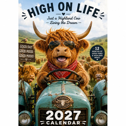 🔥2027 Funny Highland Cow Wall Calendar | A4 Hanging Calendar | Designed by Isabel Kline