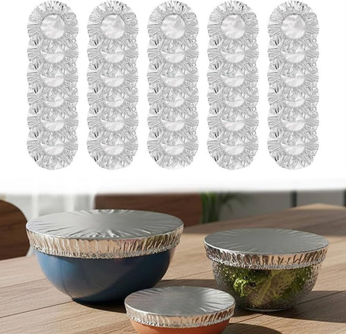 🔥Buy 1 Get 1 FREE  Reusable Elastic Aluminum Foil Food Covers (80 Pack) | Universal Fit, Heat-Resistant & Washable 🥗✨