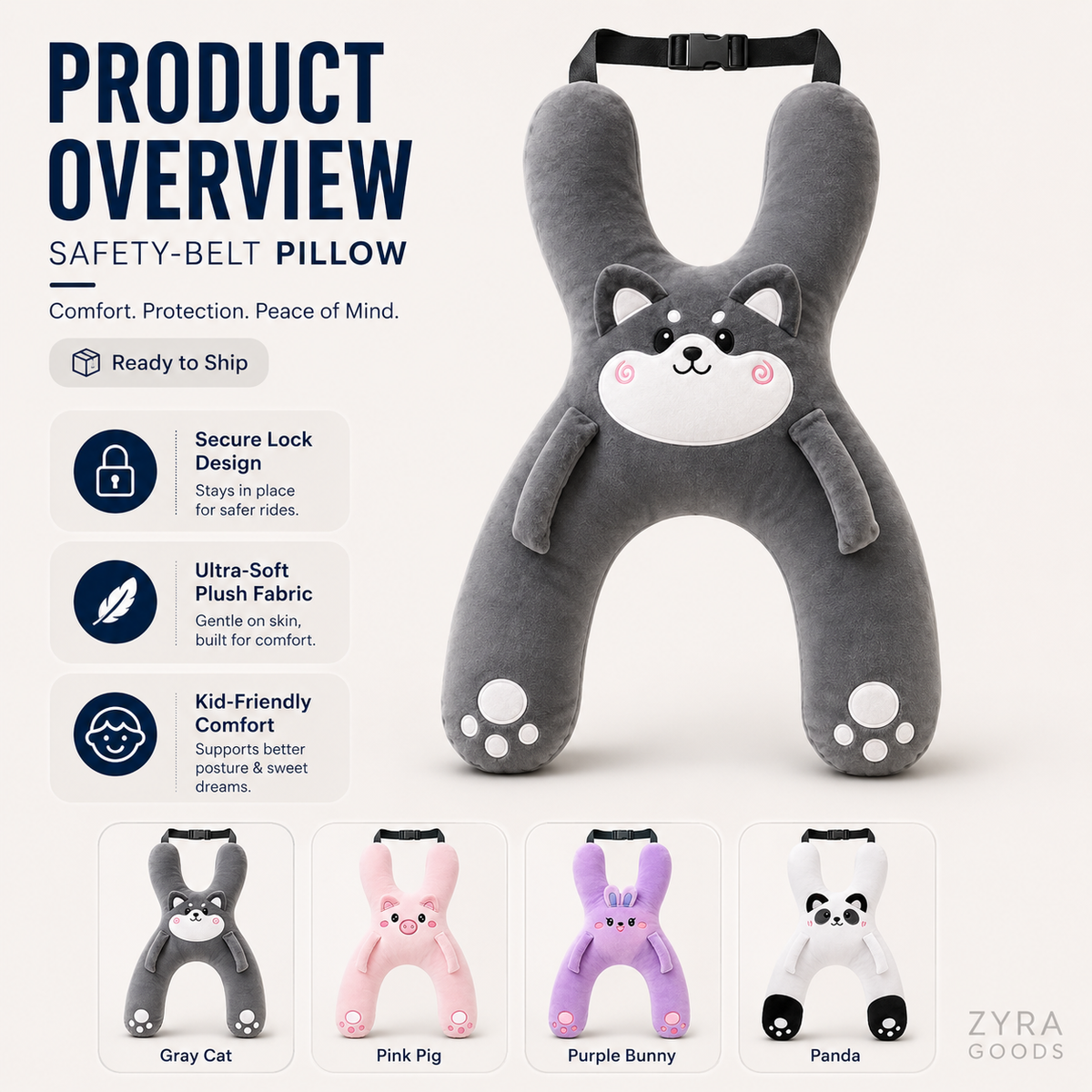⏳Limited-time 50% off⏰Children's H-Shaped Car Travel Pillow🚗🧸