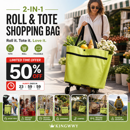 ⚡⚡⚡LAST 44 PCS LEFT!!! 🔥HOT SALE 50% OFF🔥Foldable 2-in-1 Shopping Bag