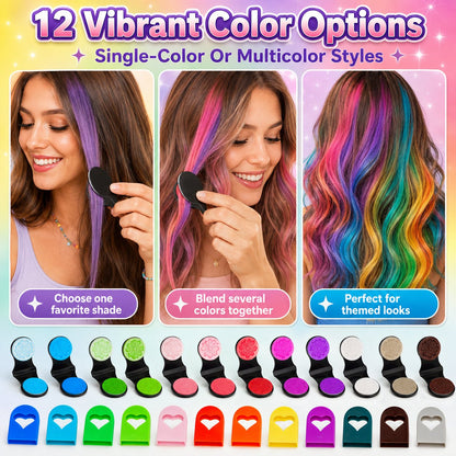 ⚡⚡⚡LAST 44 PCS LEFT!!! 🌈12-Color Temporary Hair Chalk Applicator Set