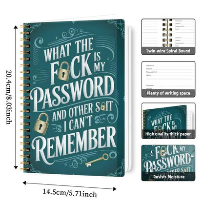 🔥Funny Password Notebook - Spiral Bound with Lock Icons & Funny Security Phrases✍️