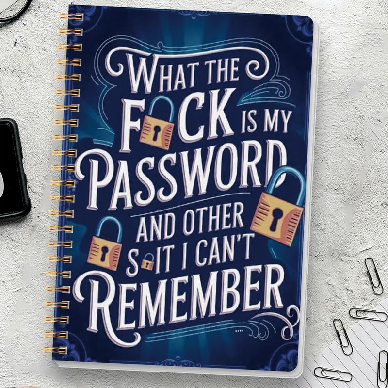 🔥Funny Password Notebook - Spiral Bound with Lock Icons & Funny Security Phrases✍️
