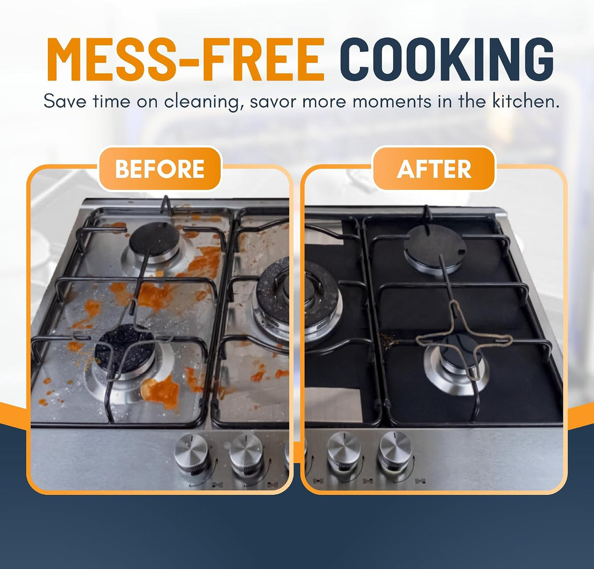 Reusable Gas Stove Burner Protectors🫧Non-Stick & Wipe Clean in Seconds