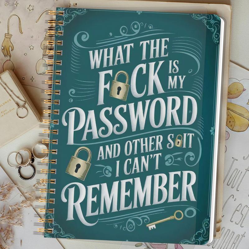 🔥Funny Password Notebook - Spiral Bound with Lock Icons & Funny Security Phrases✍️