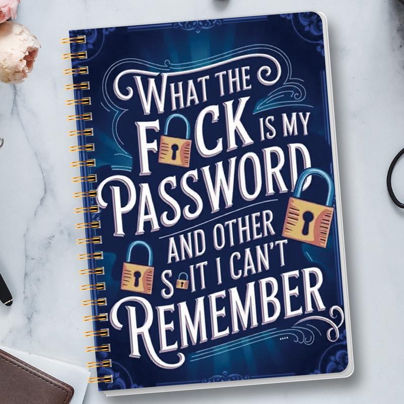 🔥Funny Password Notebook - Spiral Bound with Lock Icons & Funny Security Phrases✍️