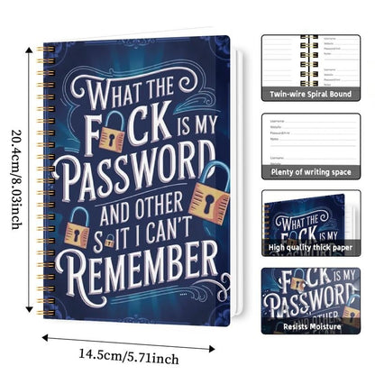 🔥Funny Password Notebook - Spiral Bound with Lock Icons & Funny Security Phrases✍️