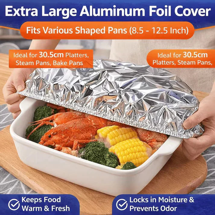 🔥Buy 1 Get 1 FREE  Reusable Elastic Aluminum Foil Food Covers (80 Pack) | Universal Fit, Heat-Resistant & Washable 🥗✨
