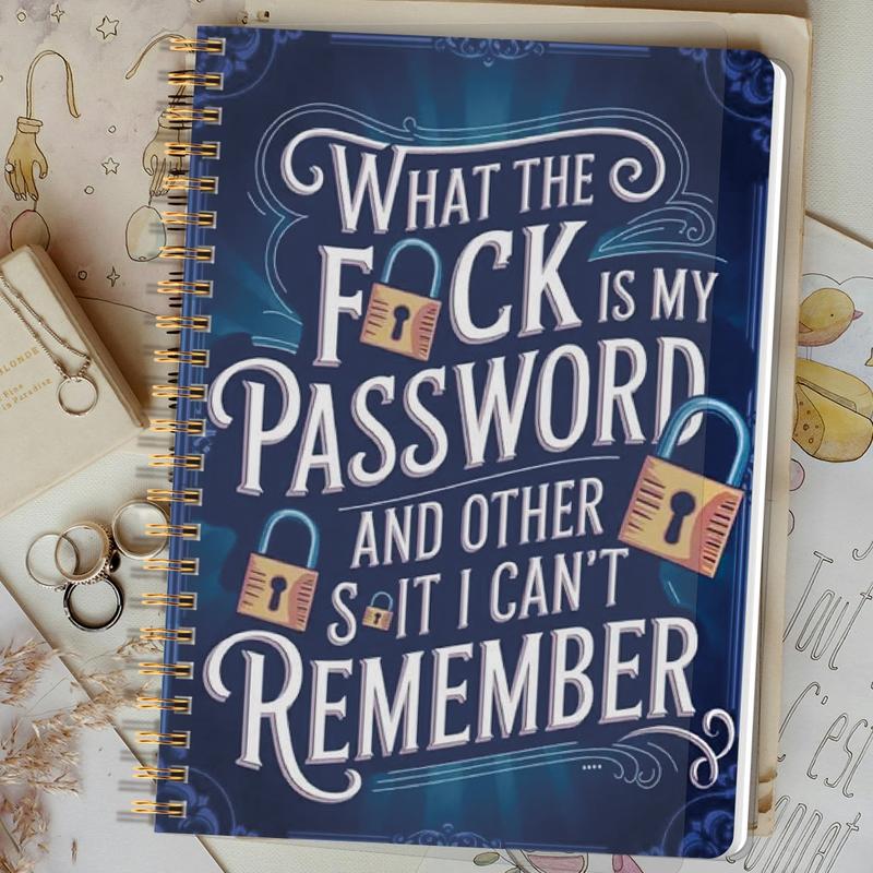 🔥Funny Password Notebook - Spiral Bound with Lock Icons & Funny Security Phrases✍️