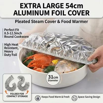 🔥Buy 1 Get 1 FREE  Reusable Elastic Aluminum Foil Food Covers (80 Pack) | Universal Fit, Heat-Resistant & Washable 🥗✨