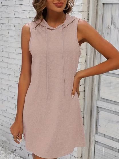 Sfrcord® Ärmelloses Kapuzenkleid mit Kordelzug
