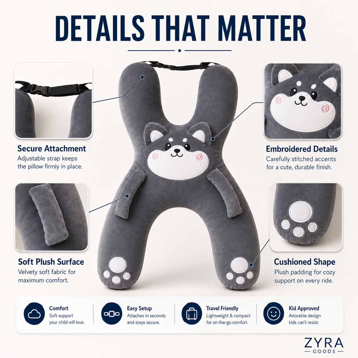 ⏳Limited-time 50% off⏰Children's H-Shaped Car Travel Pillow🚗🧸