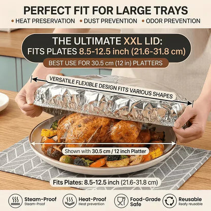 🔥Buy 1 Get 1 FREE  Reusable Elastic Aluminum Foil Food Covers (80 Pack) | Universal Fit, Heat-Resistant & Washable 🥗✨
