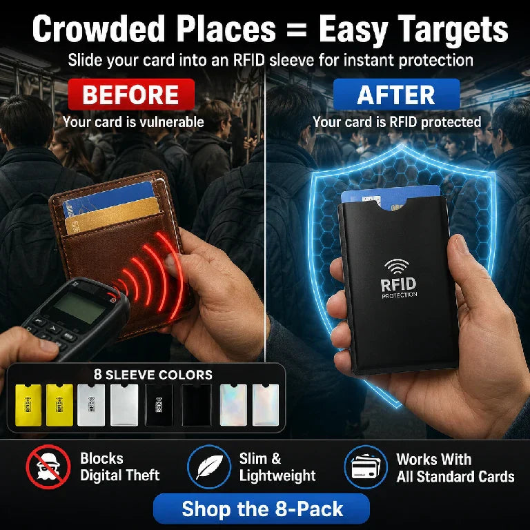 Stop Digital Pickpockets | Ultra-Slim RFID Blocking Card Sleeves 🚫