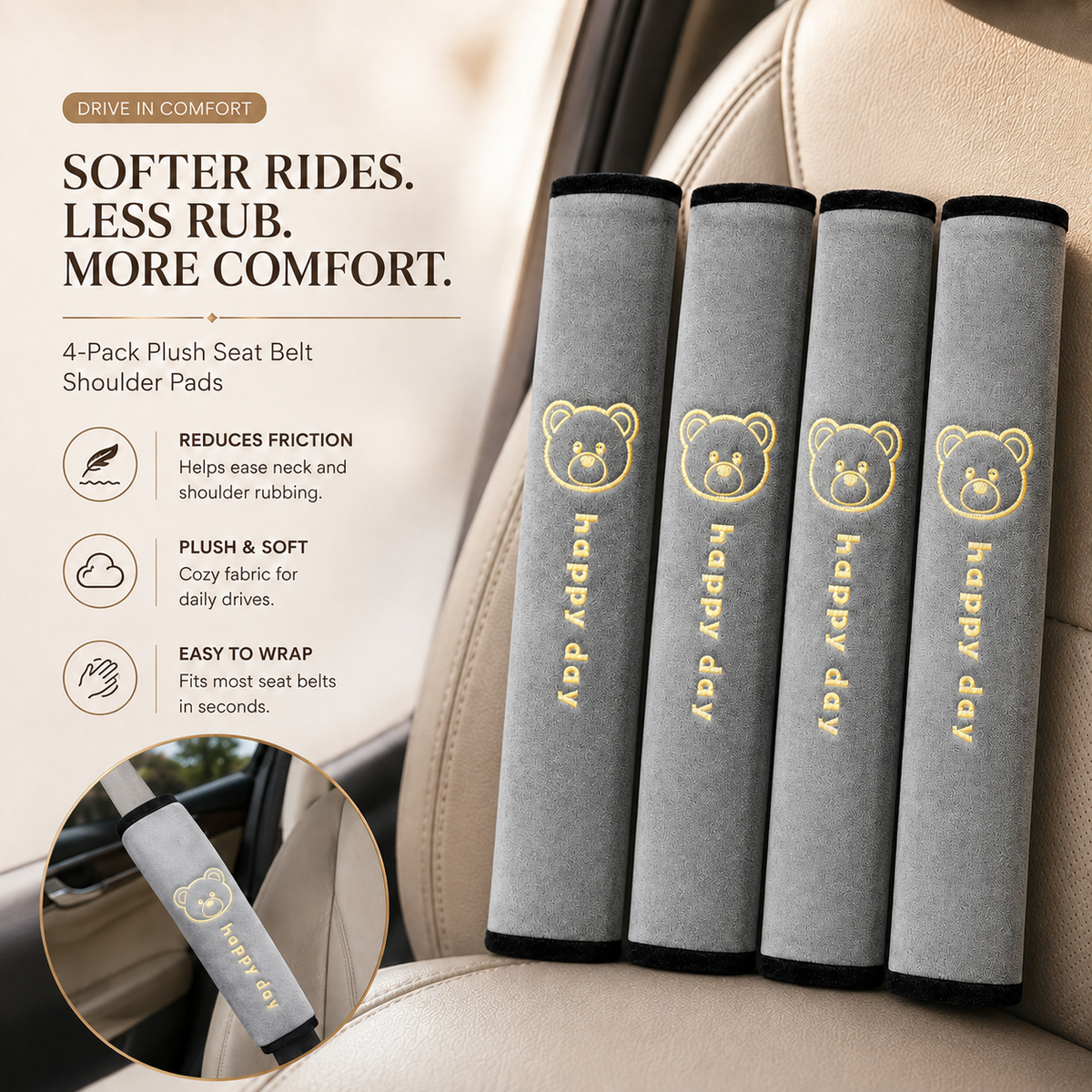 🚗Complete Your Comfort Set💗Soft Seat Belt Shoulder Pads