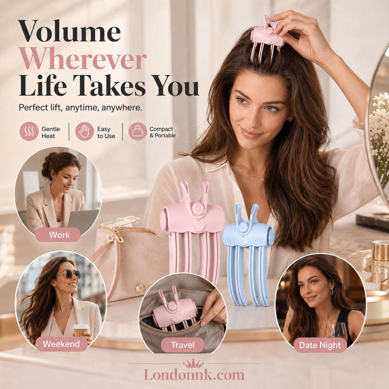 💥  Portable Rechargeable Hair Root Volumizing Clip | Instant Lift & All-Day Bouncy Volume ✨