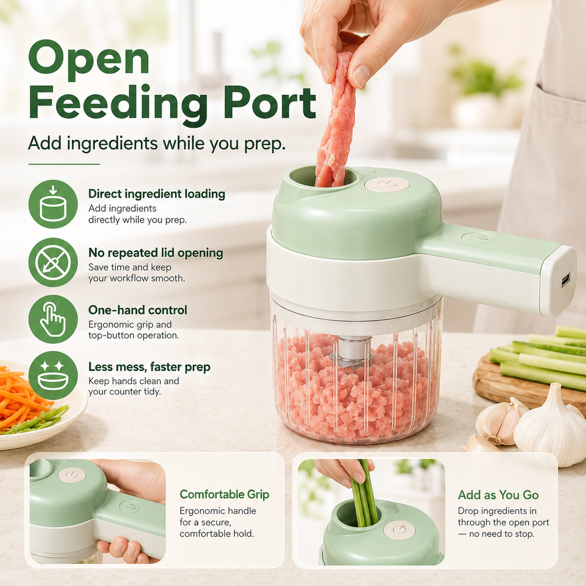 ⚡⚡⚡LAST 44 PCS LEFT!!! 4-in-1 Handheld Electric Food Chopper