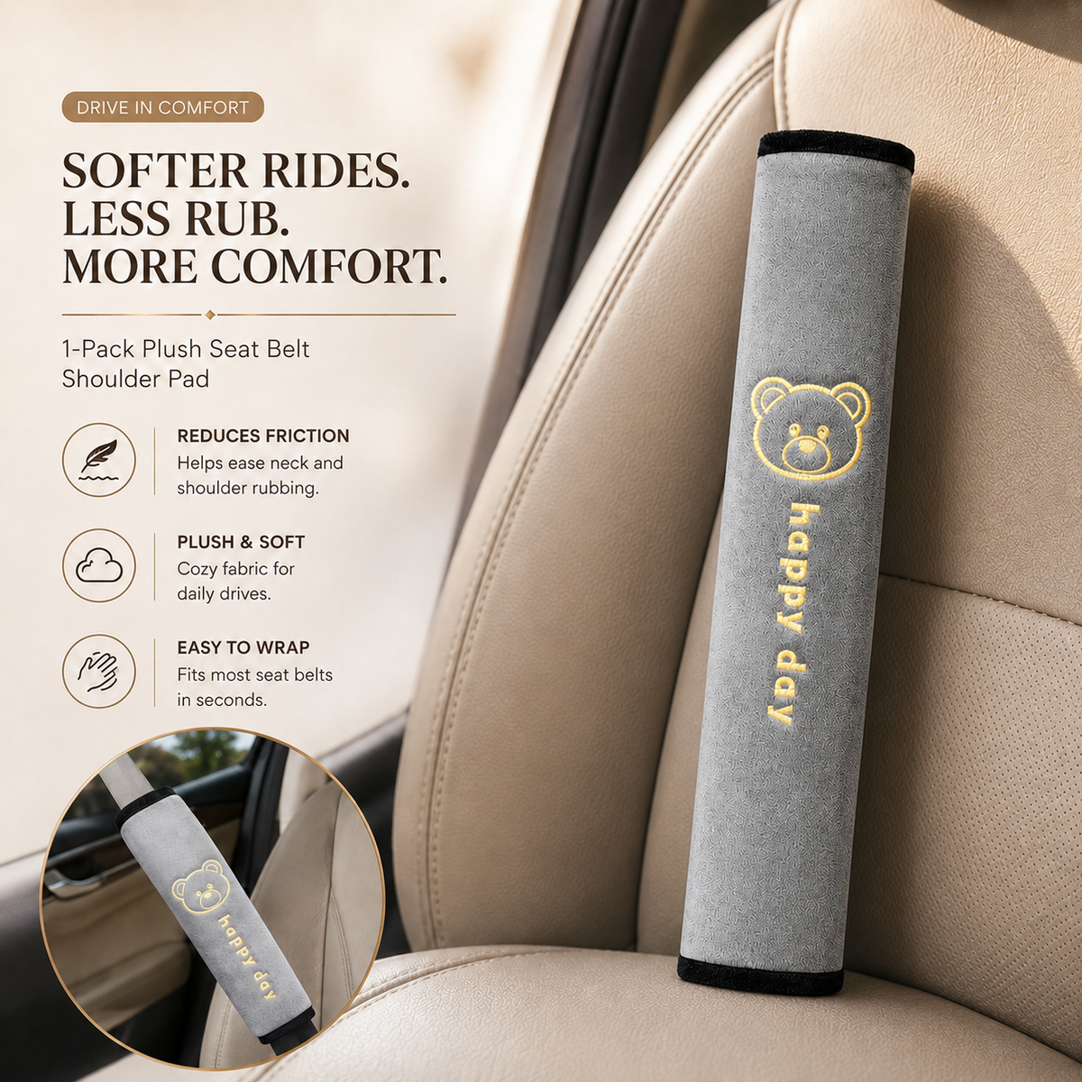 🚗Complete Your Comfort Set💗Soft Seat Belt Shoulder Pads