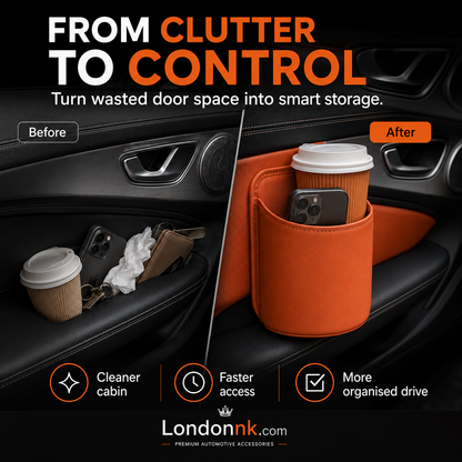⚡⚡⚡LAST 44 PCS LEFT!!! 🥳2026 HOT SALE🥳💞50K+ SOLD!🚗🧺 50% OFF! Leather Car Door Cup Holder – Wide‑mouth opening, easy reach for drinks & phone. Clip‑on secure fit. PU leather, tough & stylish. 🛡️✨