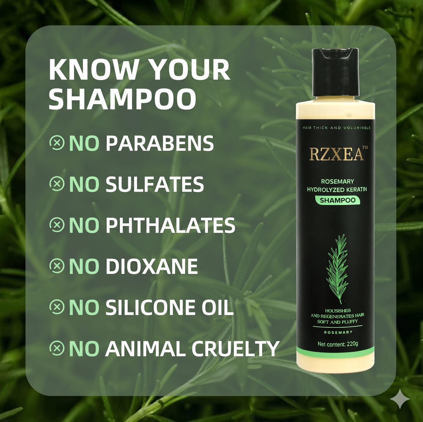 ✨ Revive Your Hair! | ⏱️ Visibly Thicker & Fuller in Days | RZXEA™ Rosemary Shampoo