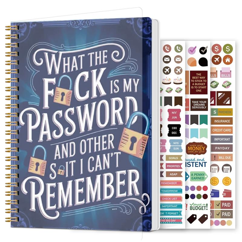 🔥Funny Password Notebook - Spiral Bound with Lock Icons & Funny Security Phrases✍️
