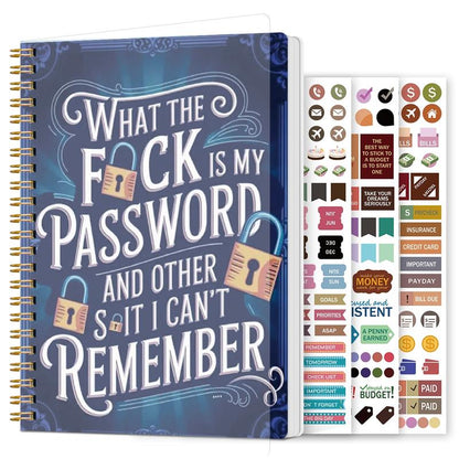 🔥Funny Password Notebook - Spiral Bound with Lock Icons & Funny Security Phrases✍️