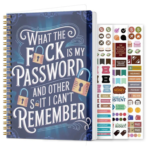 🔥Funny Password Notebook - Spiral Bound with Lock Icons & Funny Security Phrases✍️