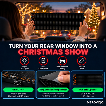 MEROVIQO Car Window LED Display USB-C power and size options