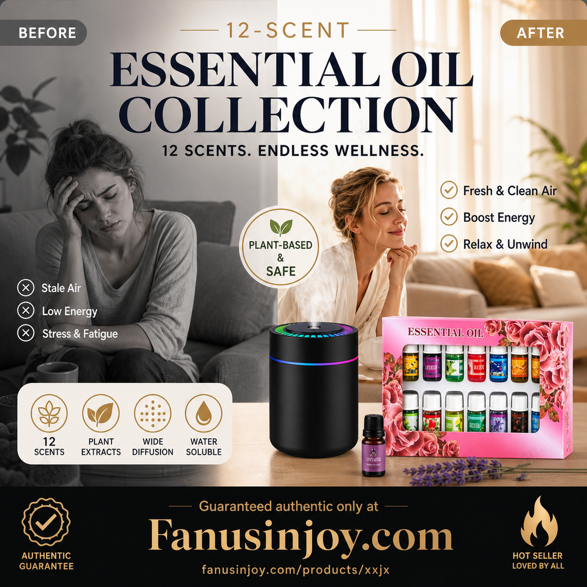 ⚡⚡⚡LAST 44 PCS LEFT!!! 🔥Limited Time 50% Off！🎁🌺The fresh scent lifts your mood！🌷12-Pack Water Soluble Essential Oils Set