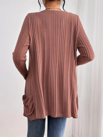 Sfrcord® Offene Strickjacke mit Rippenmuster und fester Vorderseite