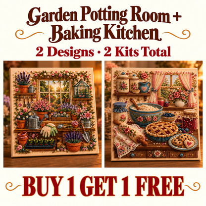 Garden Potting Room + Country Baking Kitchen canvas pair