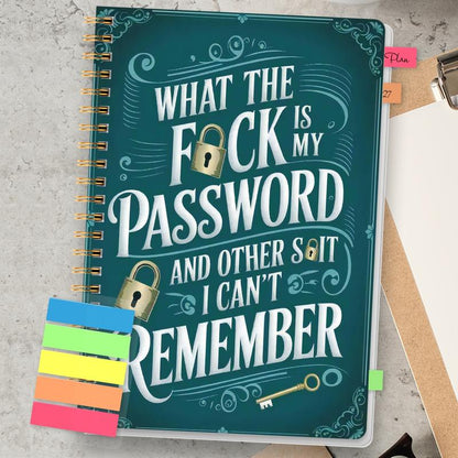🔥Funny Password Notebook - Spiral Bound with Lock Icons & Funny Security Phrases✍️