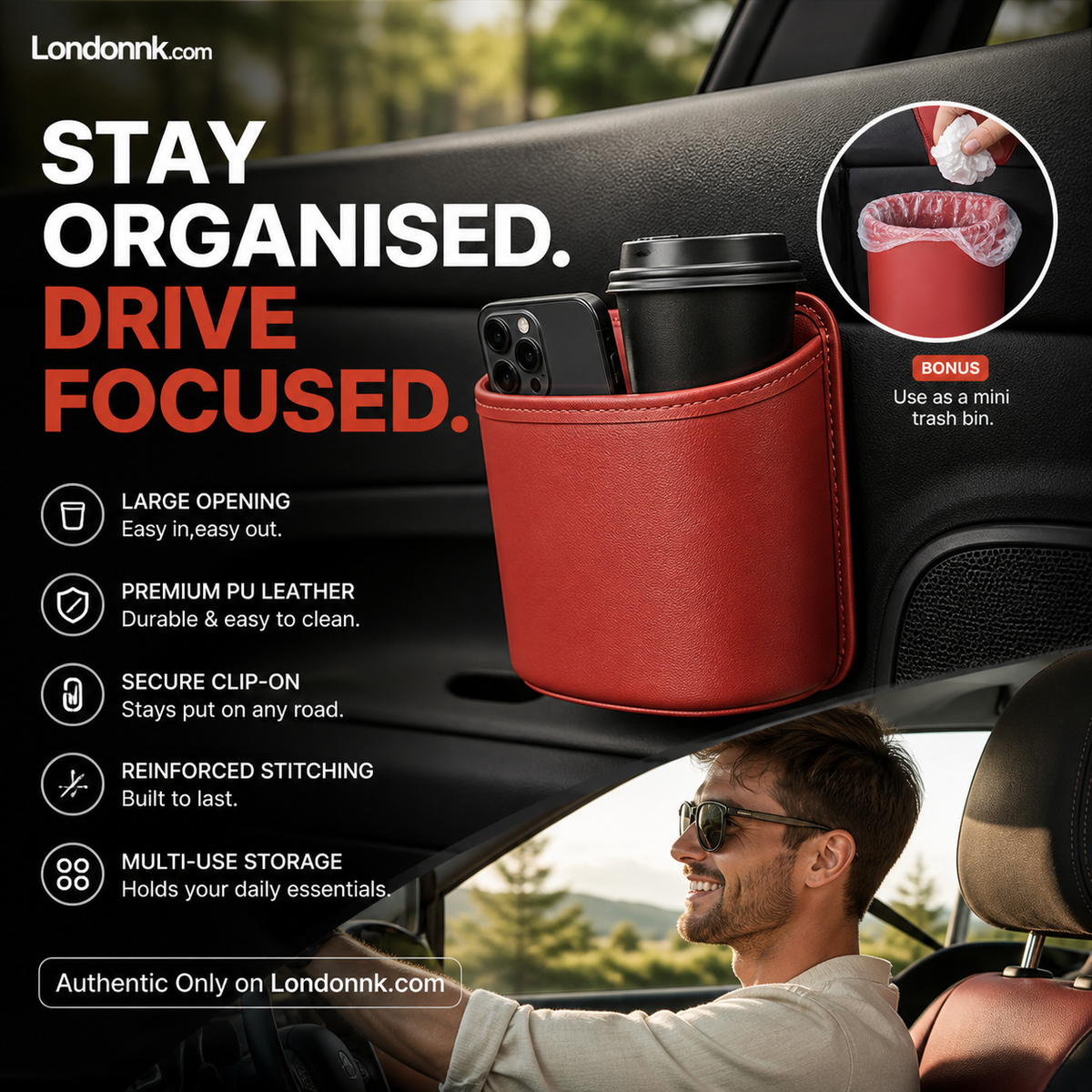 ⚡⚡⚡LAST 44 PCS LEFT!!! 🥳2026 HOT SALE🥳💞50K+ SOLD!🚗🧺 50% OFF! Leather Car Door Cup Holder – Wide‑mouth opening, easy reach for drinks & phone. Clip‑on secure fit. PU leather, tough & stylish. 🛡️✨
