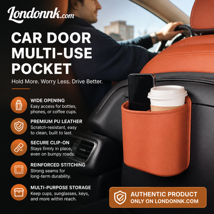 ⚡⚡⚡LAST 44 PCS LEFT!!! 🥳2026 HOT SALE🥳💞50K+ SOLD!🚗🧺 50% OFF! Leather Car Door Cup Holder – Wide‑mouth opening, easy reach for drinks & phone. Clip‑on secure fit. PU leather, tough & stylish. 🛡️✨