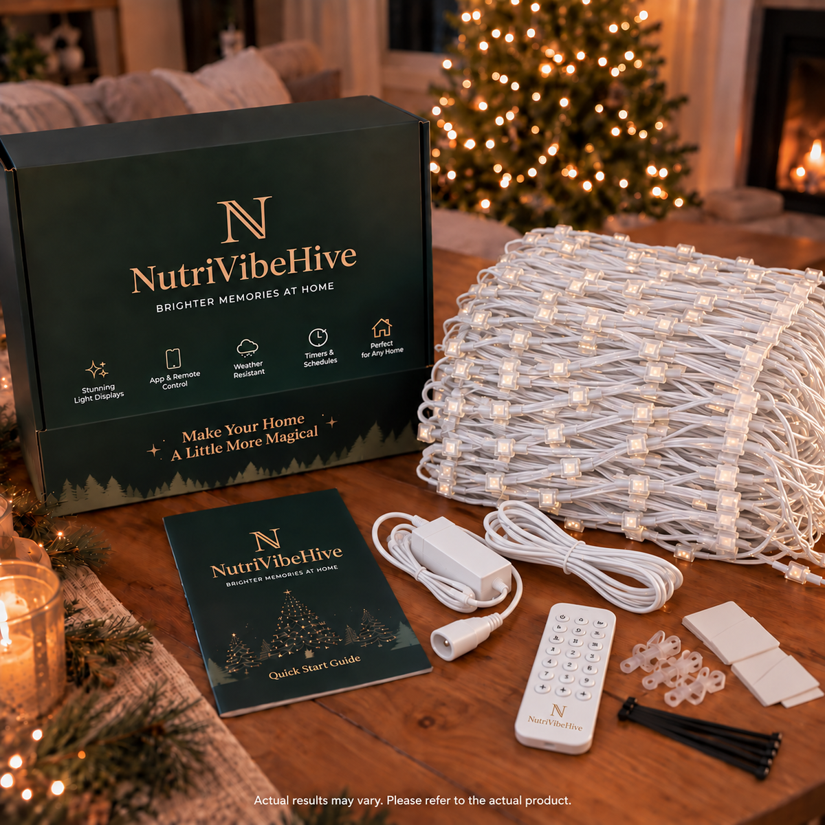 NutriVibeHive balcony curtain lights kit and accessories