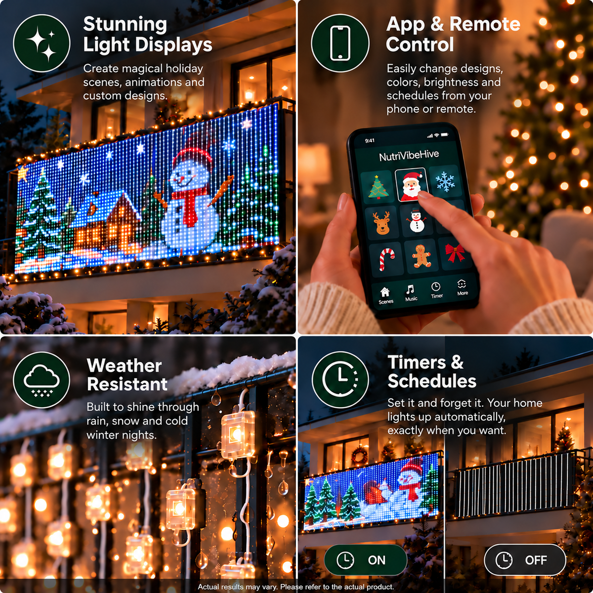 NutriVibeHive smart animated Christmas balcony lights - view 4