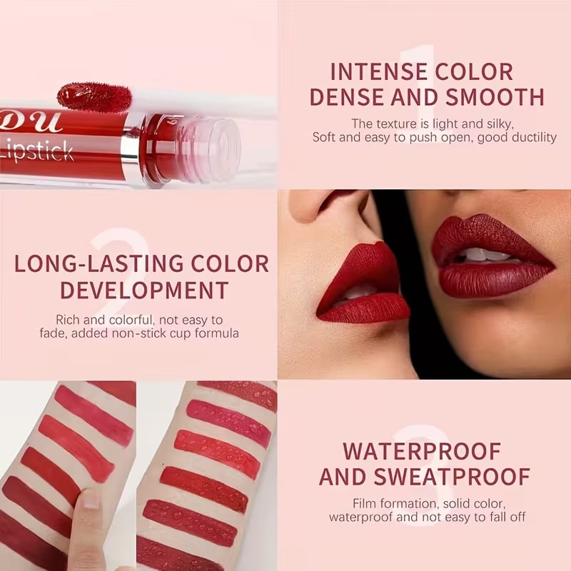 💋OUTDR™ 10Pcs Matte Waterproof Lip Gloss Set 💄