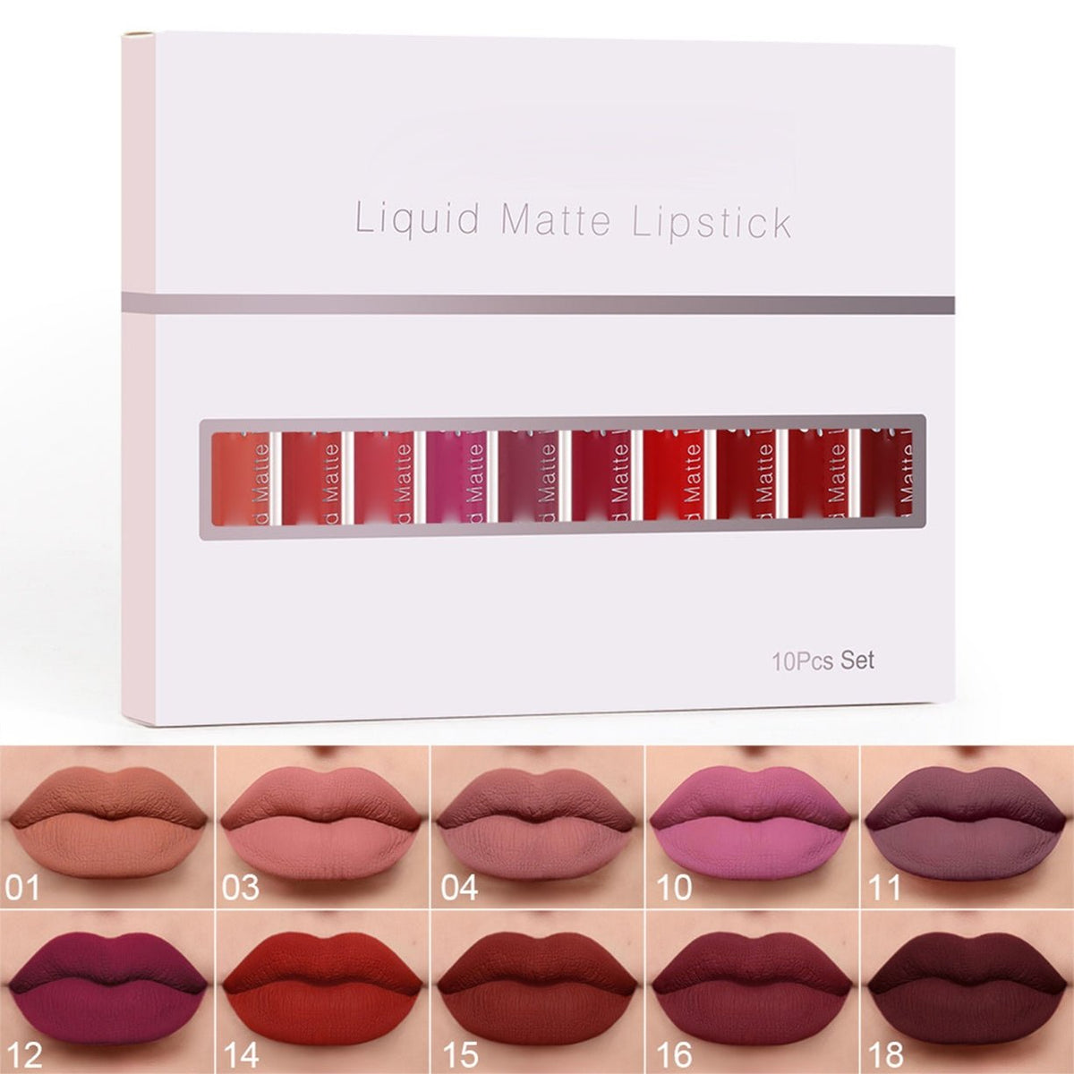 💋OUTDR™ 10Pcs Matte Waterproof Lip Gloss Set 💄