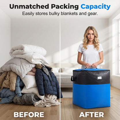 📦Last Day Special Price:$14.99!!!🧳 Collapsible Storage and Moving Bag – Heavy-duty handles & zippered closure – Folds flat, perfect for moving, travel or closet organization – reusable & easy to clean 🏠