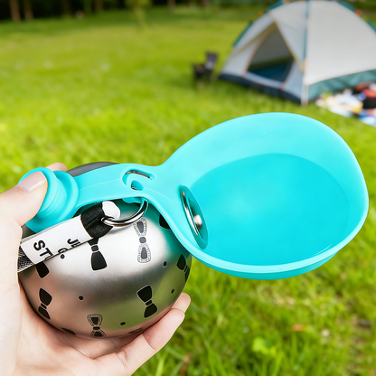 🐾 Foldable Pet Water Bottle for Travel – Portable Stainless Steel Hydration Bottle with Silicone Bowl