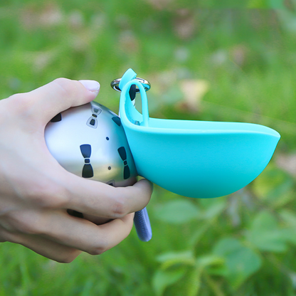 🐾 Foldable Pet Water Bottle for Travel – Portable Stainless Steel Hydration Bottle with Silicone Bowl