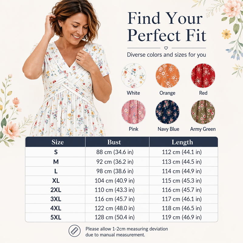 ⏰Time-Limited Special !!🌿Women's V-Neck Floral Print Dress with Twist Waist