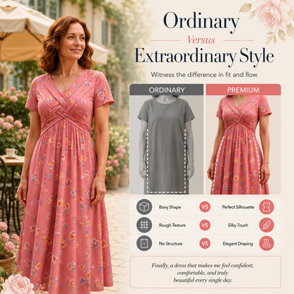⏰Time-Limited Special !!🌿Women's V-Neck Floral Print Dress with Twist Waist